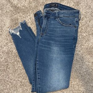 Abercrombie & Fitch Medium Blue Skinny Jeans with Distressed Hem